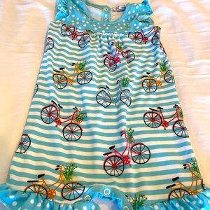 Sky Blue Bicycles Ruffle-Trim Romper